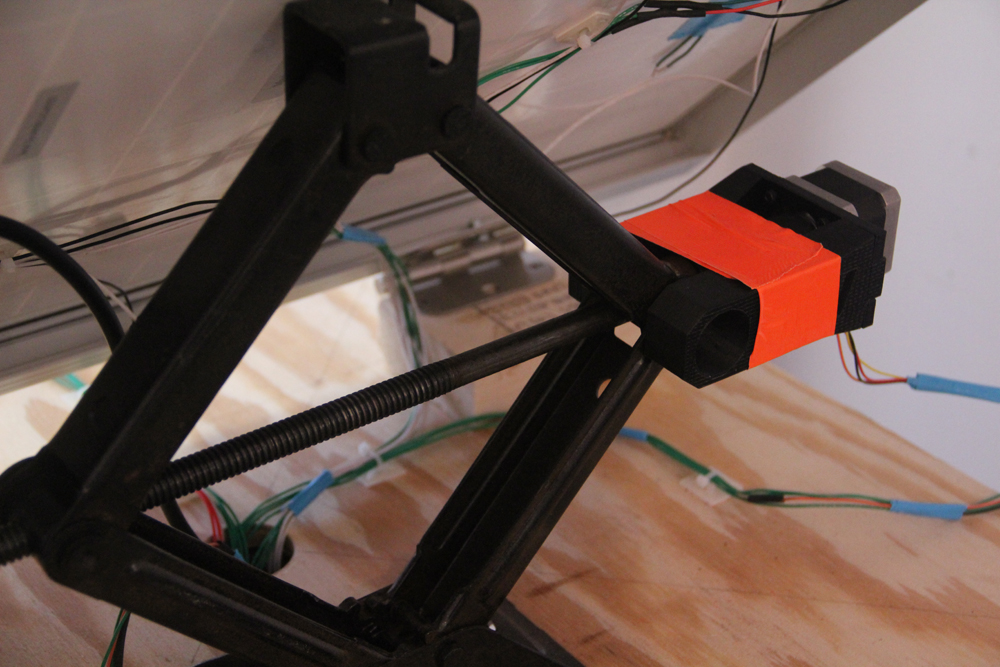Car Jack Actuated by a Stepper Motor to move the panel up and down